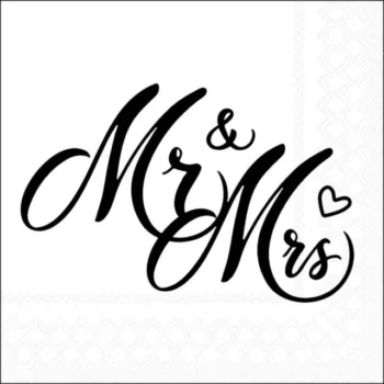 Mr & Mrs Servetten – Bruiloft Tafeldecoratie (Set van 20)