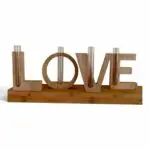 Houten LOVE Letters met Glazen Vaasjes